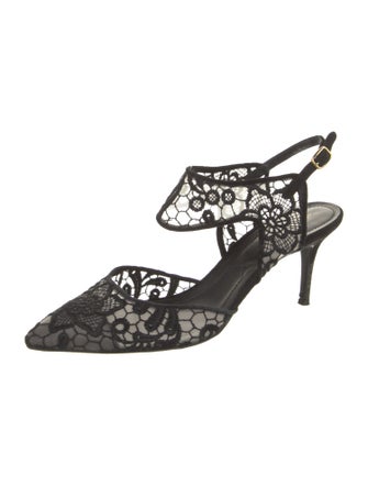 Nicholas Kirkwood Mesh Floral Print Slingback Pumps