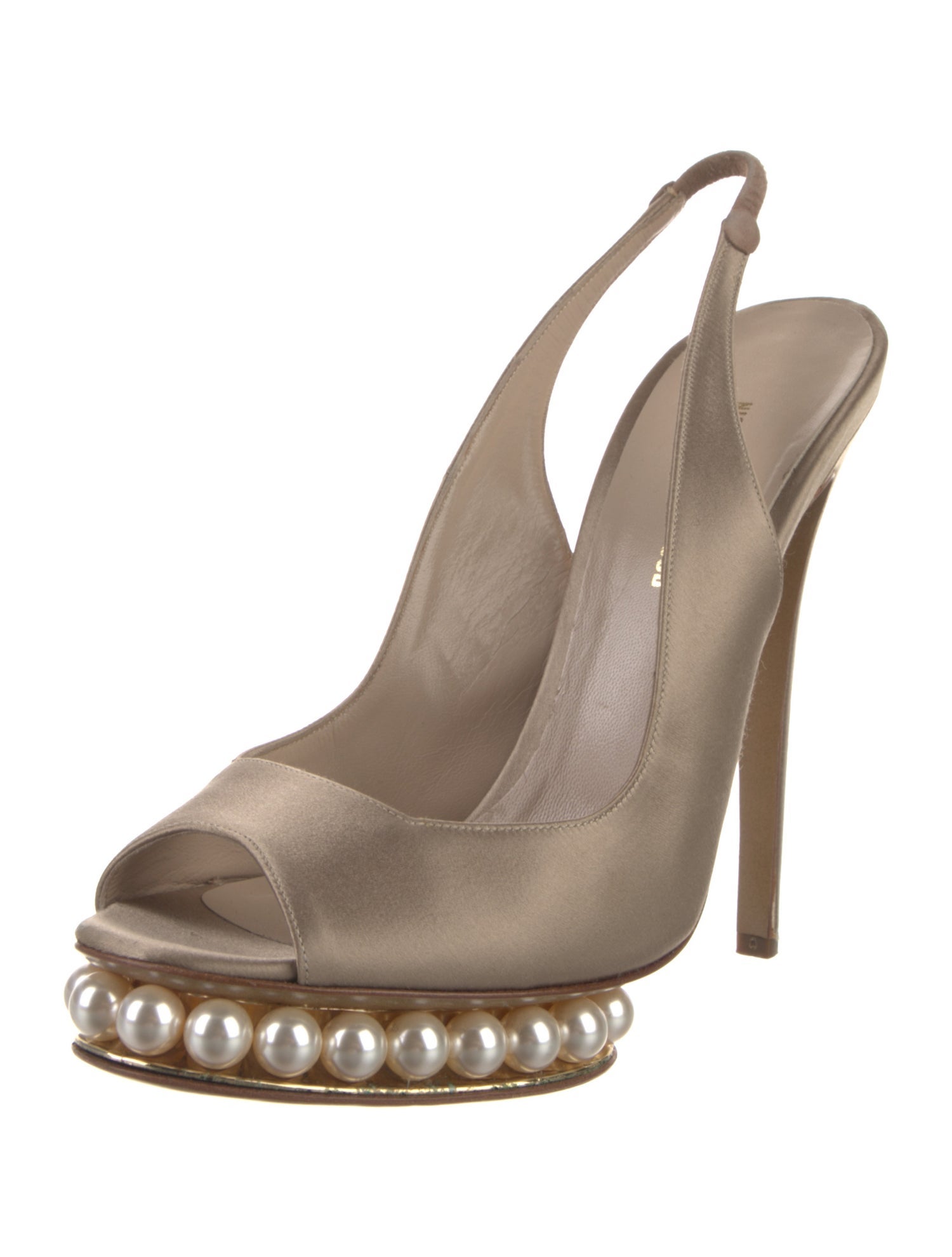 Nicholas Kirkwood Satin Beaded Accents Slingback Sandals