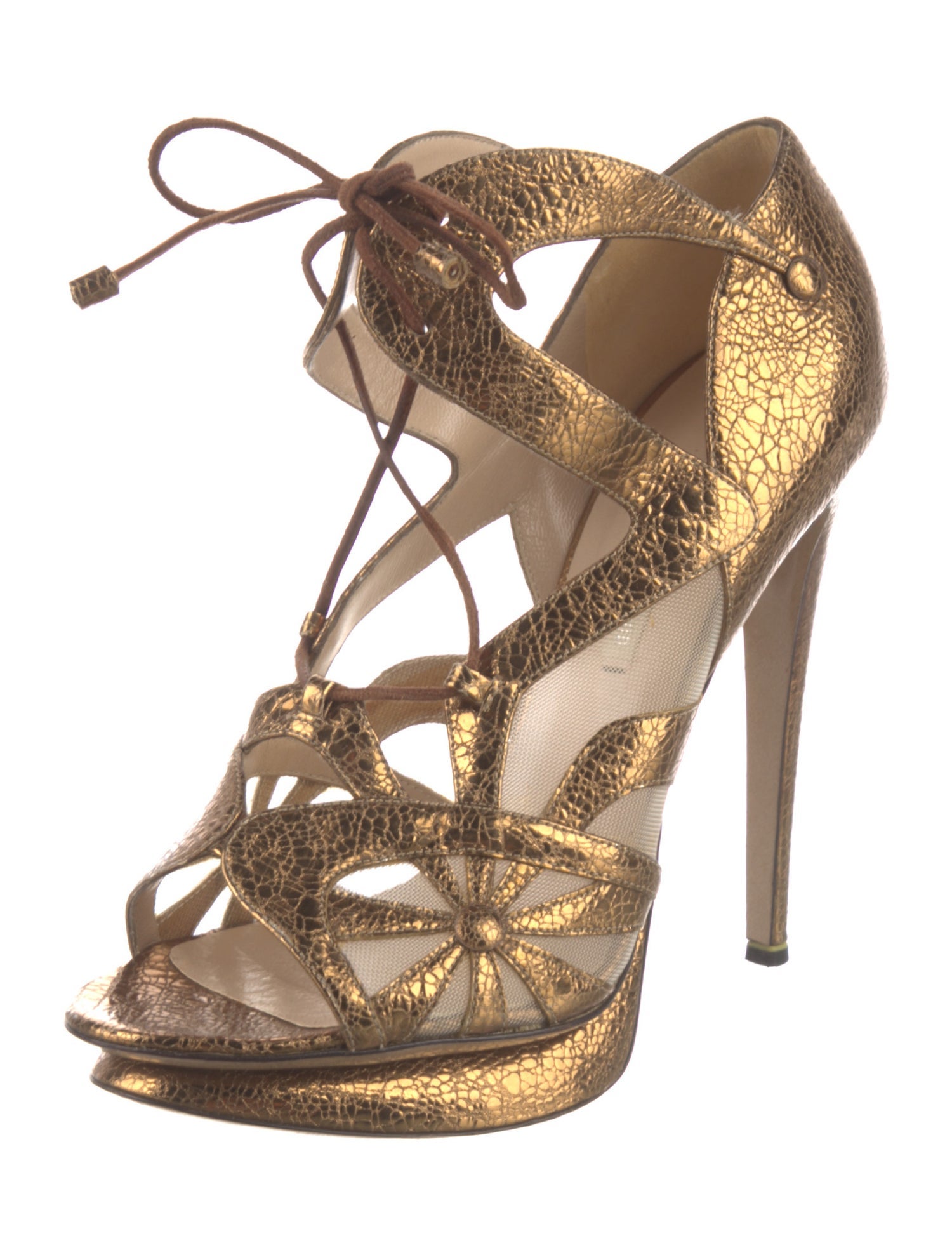 Nicholas Kirkwood Leather Mesh Accents Sandals