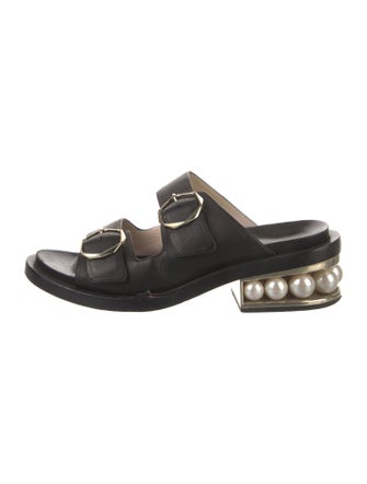 Nicholas Kirkwood Leather Beaded Accents Slides