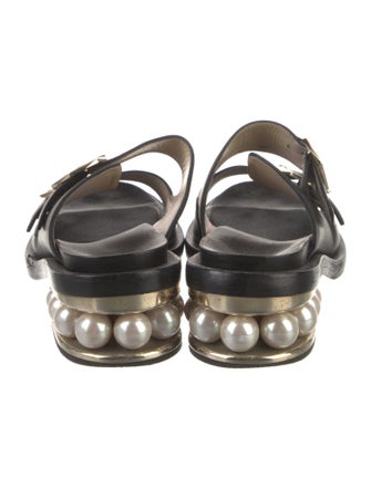 Nicholas Kirkwood Leather Beaded Accents Slides