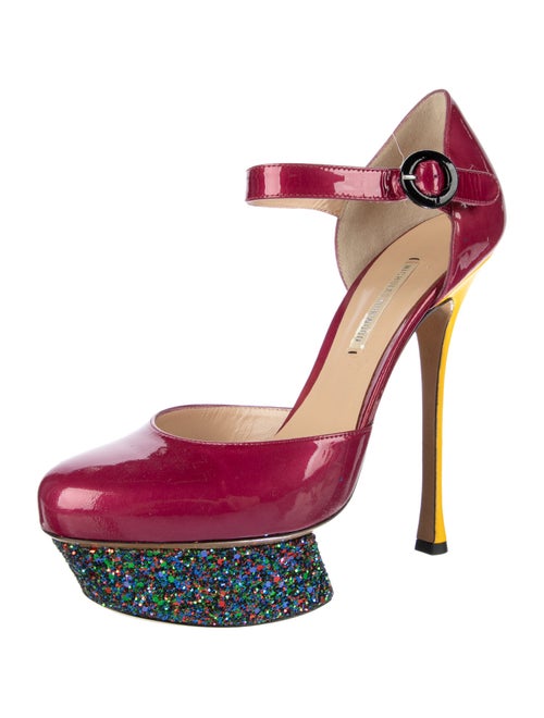 Nicholas Kirkwood Patent Leather Printed D'Orsay Pumps
