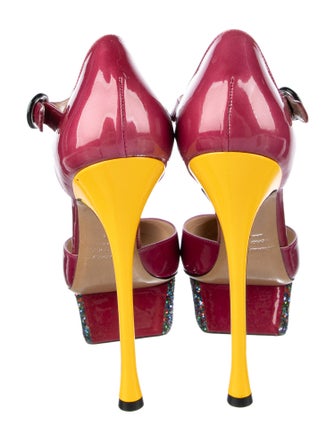 Nicholas Kirkwood Patent Leather Printed D'Orsay Pumps