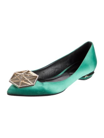 Nicholas Kirkwood Satin Crystal Embellishments Flats