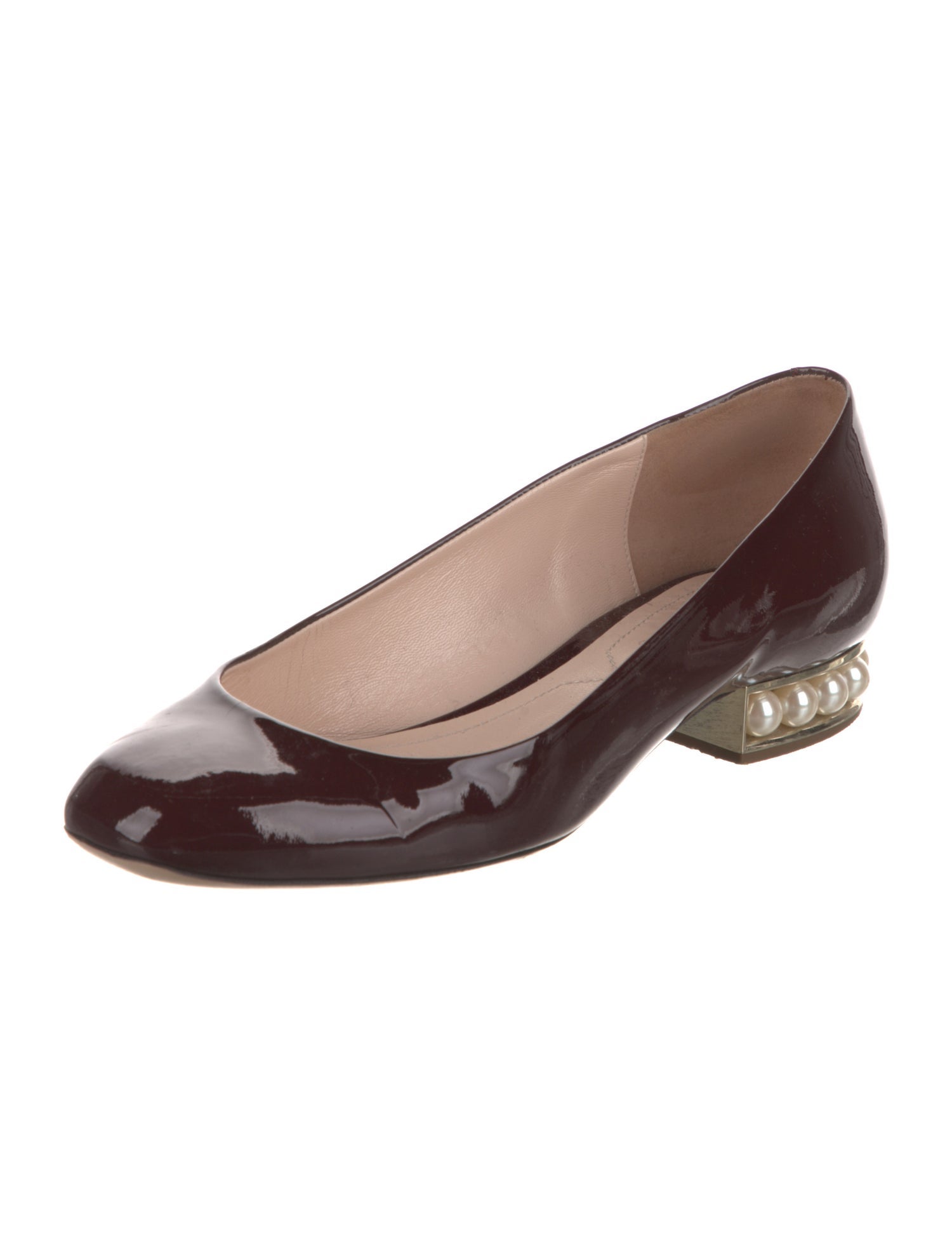 Nicholas Kirkwood Faux Pearl Accents Patent Leather Ballet Flats