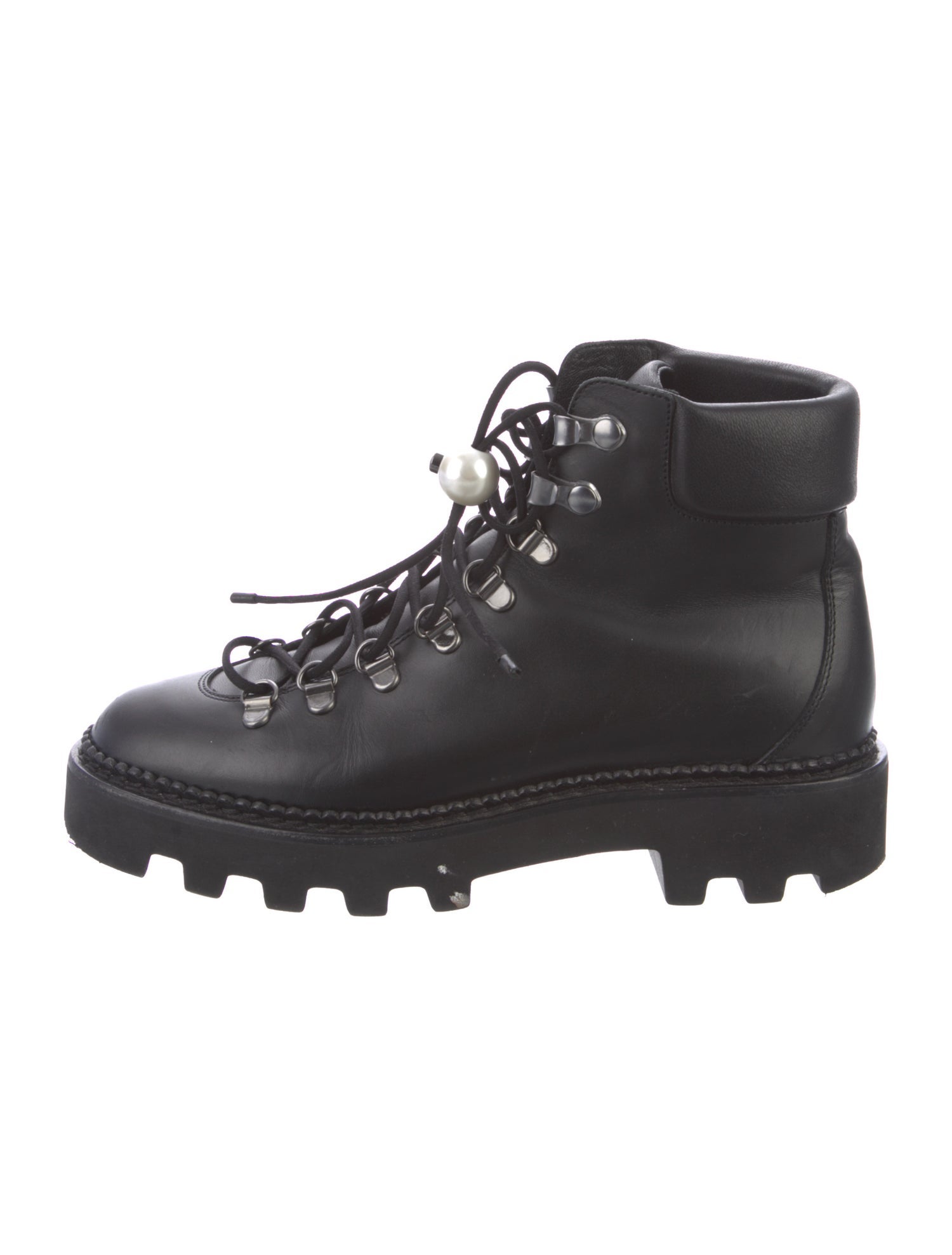 Nicholas Kirkwood Faux Pearl Accents Leather Combat Boots