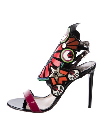 Nicholas Kirkwood Patent Leather Patterned Slingback Sandals