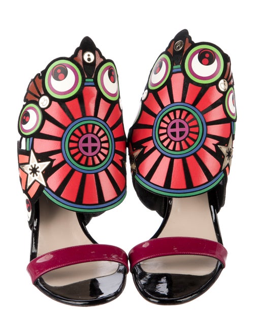 Nicholas Kirkwood Patent Leather Patterned Slingback Sandals