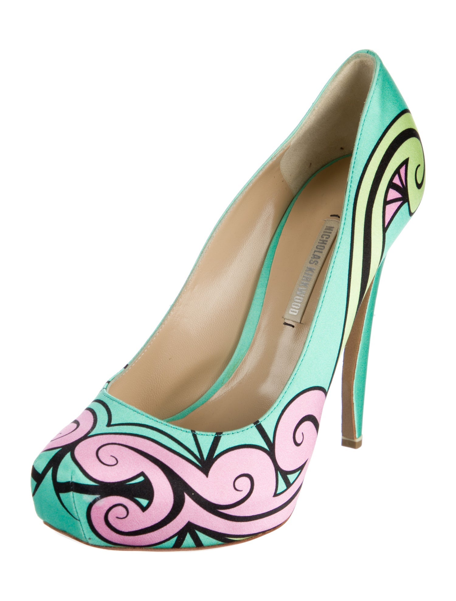 Nicholas Kirkwood Satin Printed Pumps
