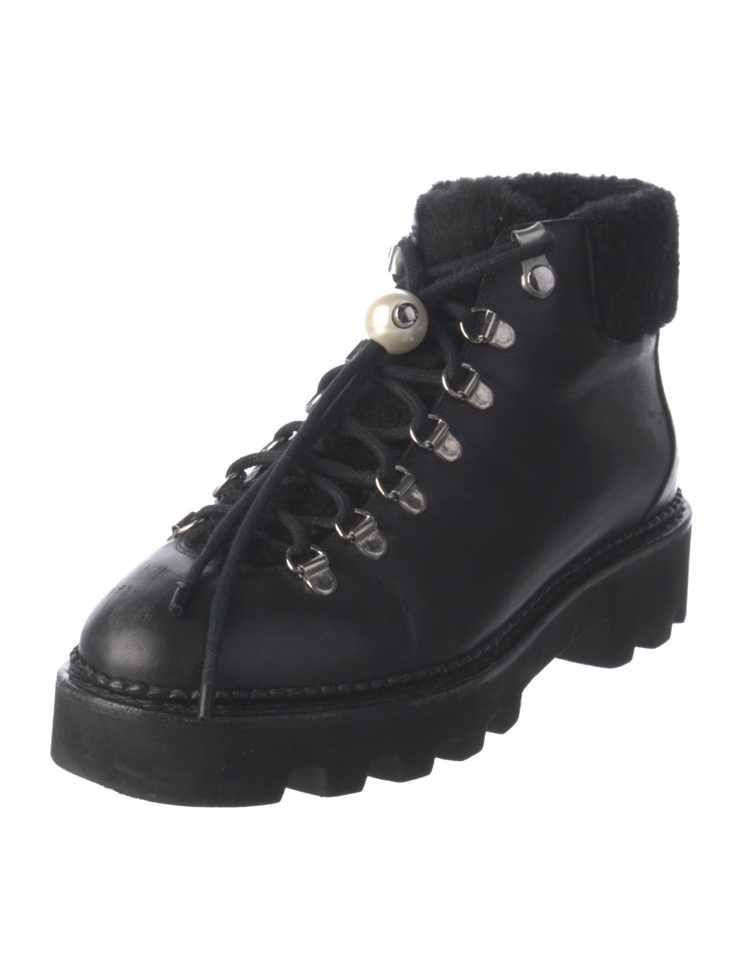 Nicholas Kirkwood Faux Pearl Accents Leather Lace-Up Boots
