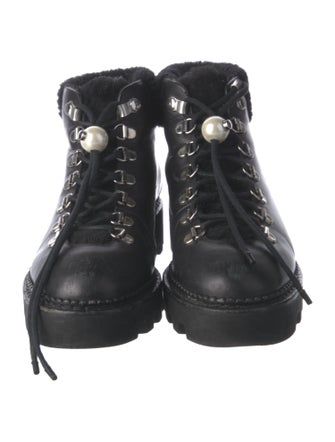 Nicholas Kirkwood Faux Pearl Accents Leather Lace-Up Boots