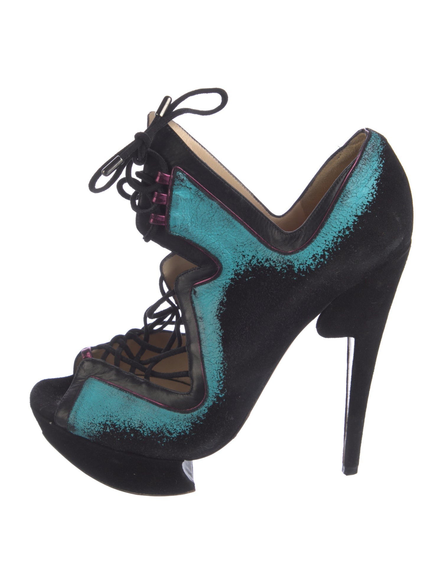 Nicholas Kirkwood Suede Colorblock Pattern Pumps