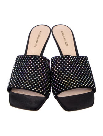 Nicholas Kirkwood Satin Crystal Embellishments Slides