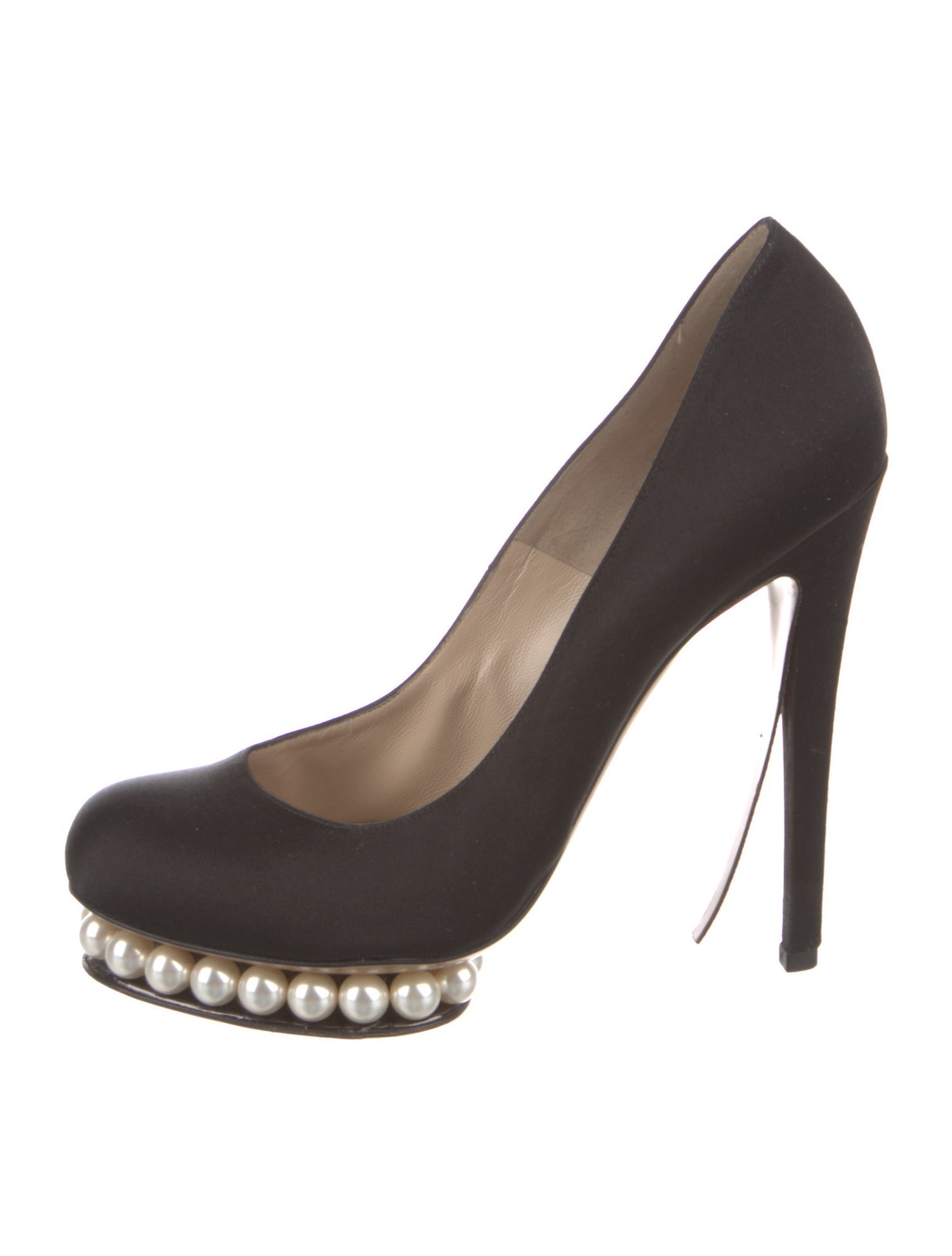 Nicholas Kirkwood Faux Pearl Accents Satin Pumps