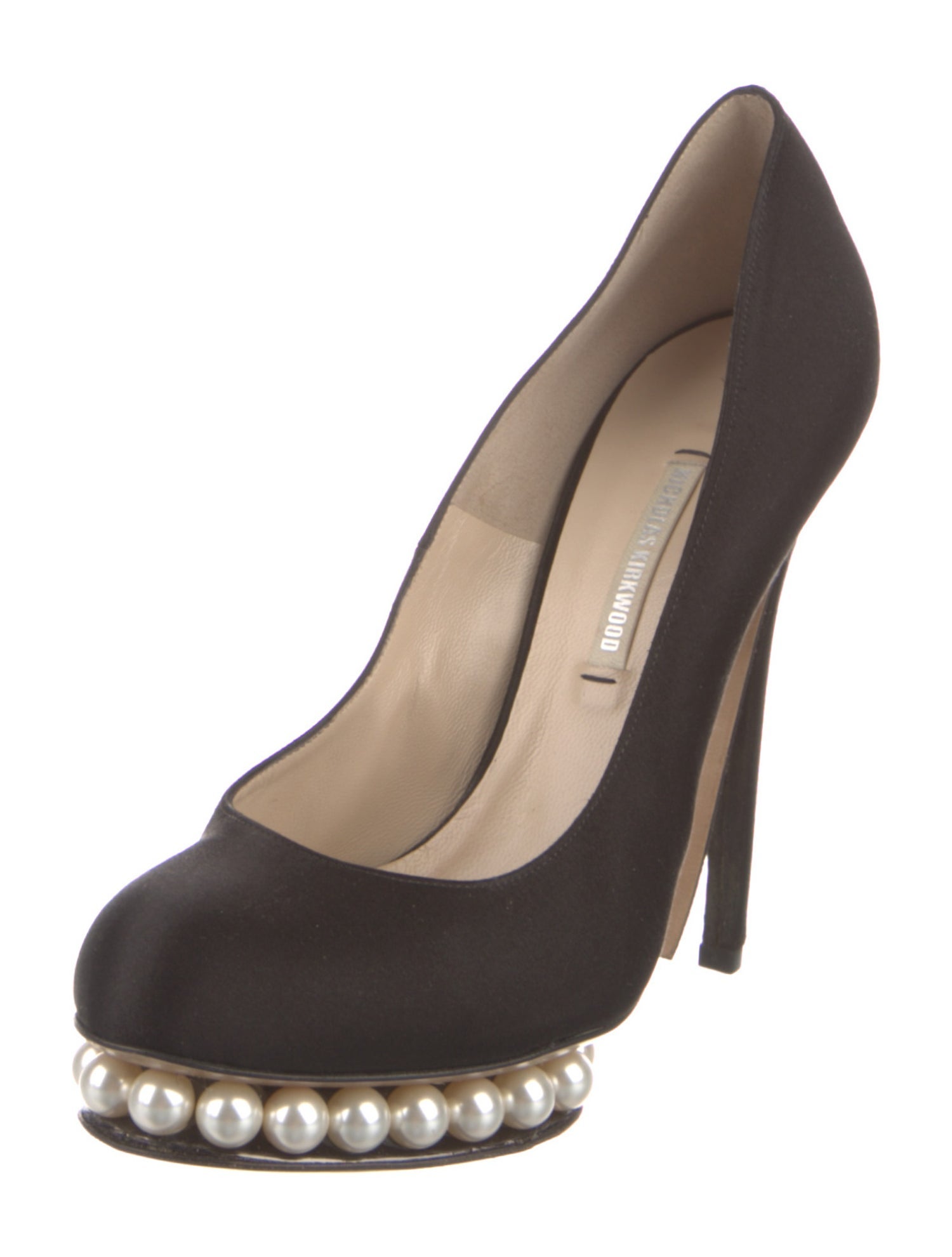 Nicholas Kirkwood Faux Pearl Accents Satin Pumps