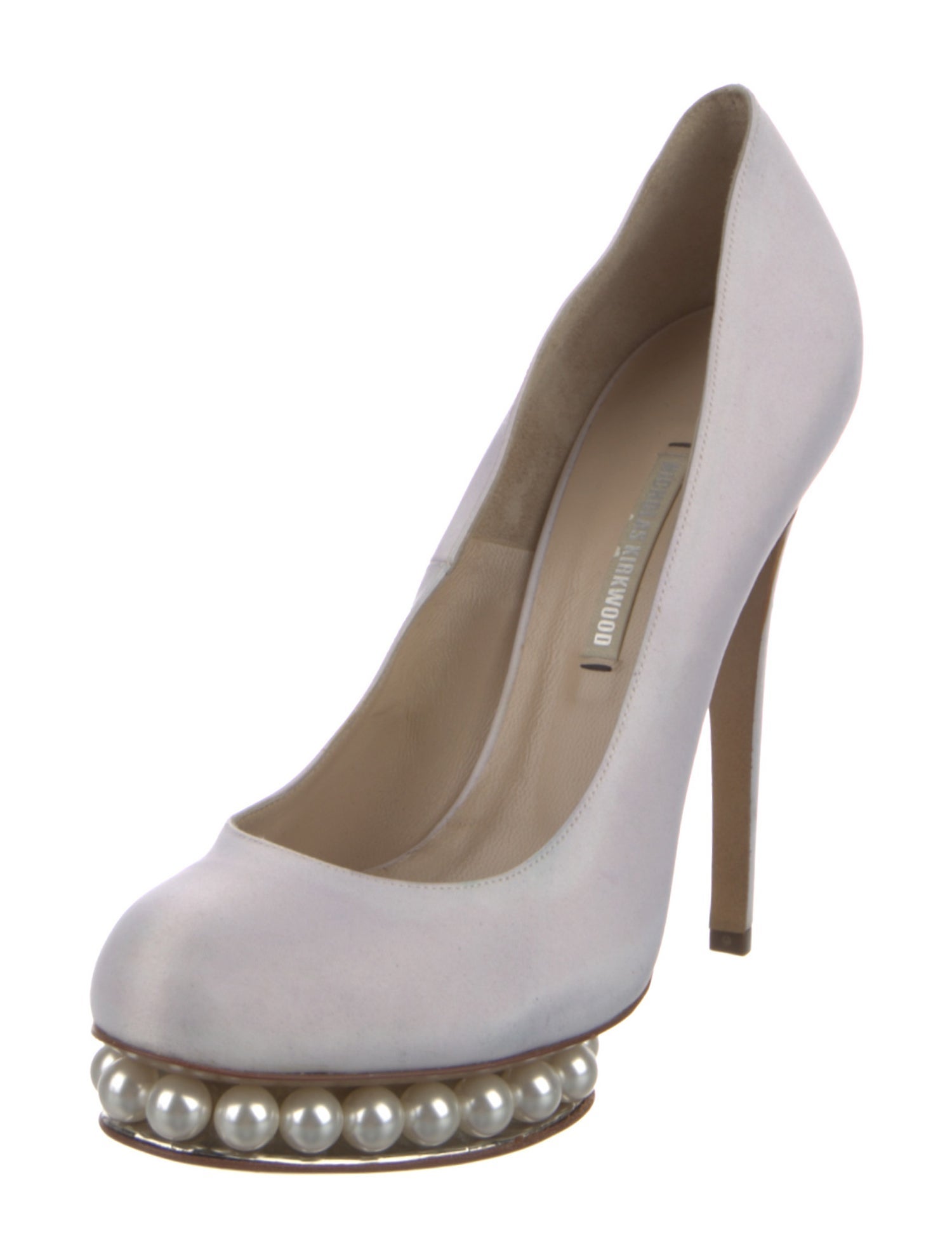 Nicholas Kirkwood Faux Pearl Accents Satin Pumps
