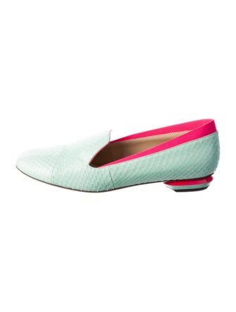 Nicholas Kirkwood Snakeskin Colorblock Pattern Loafers