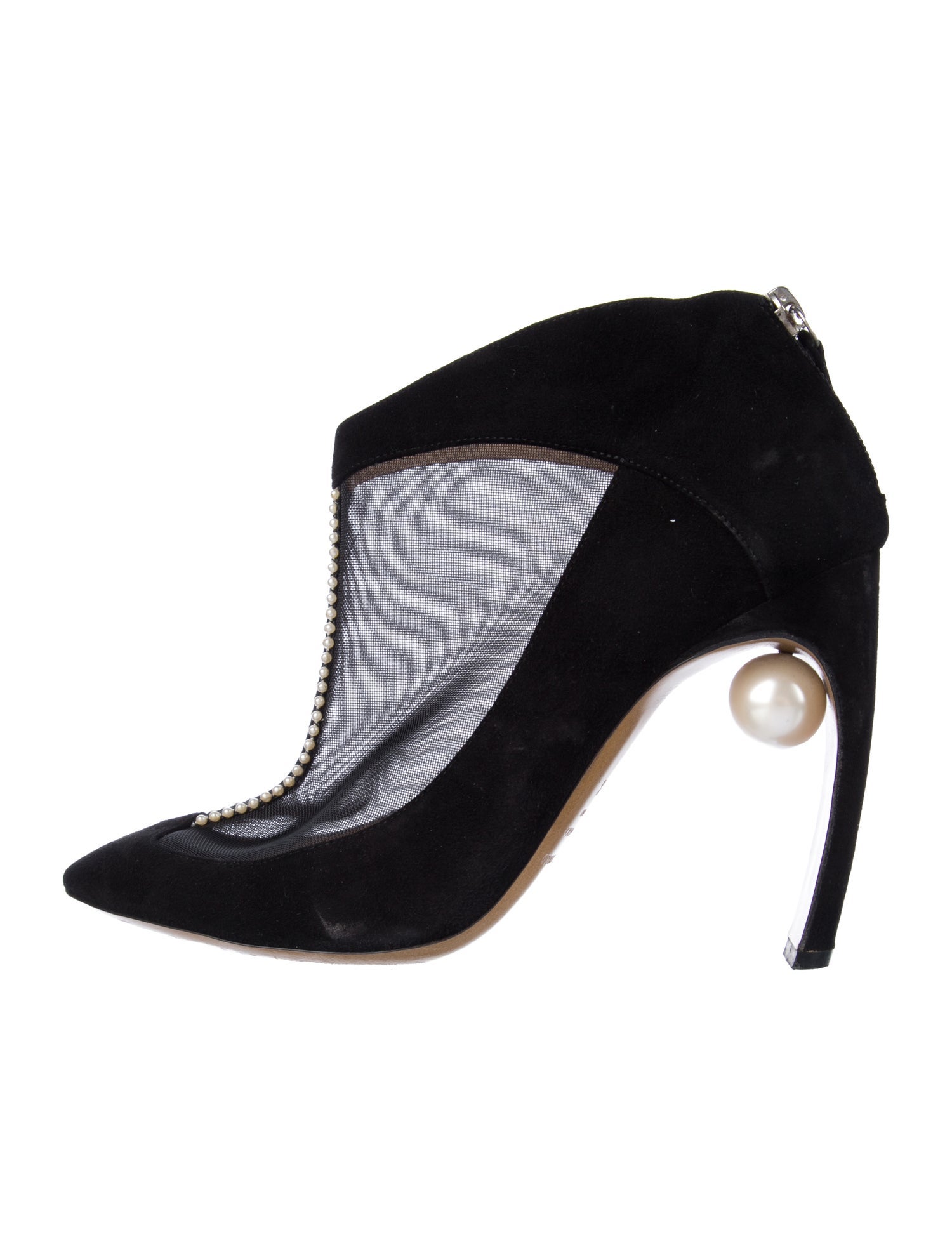 Nicholas Kirkwood Faux Pearl Accents Suede T-Strap Pumps