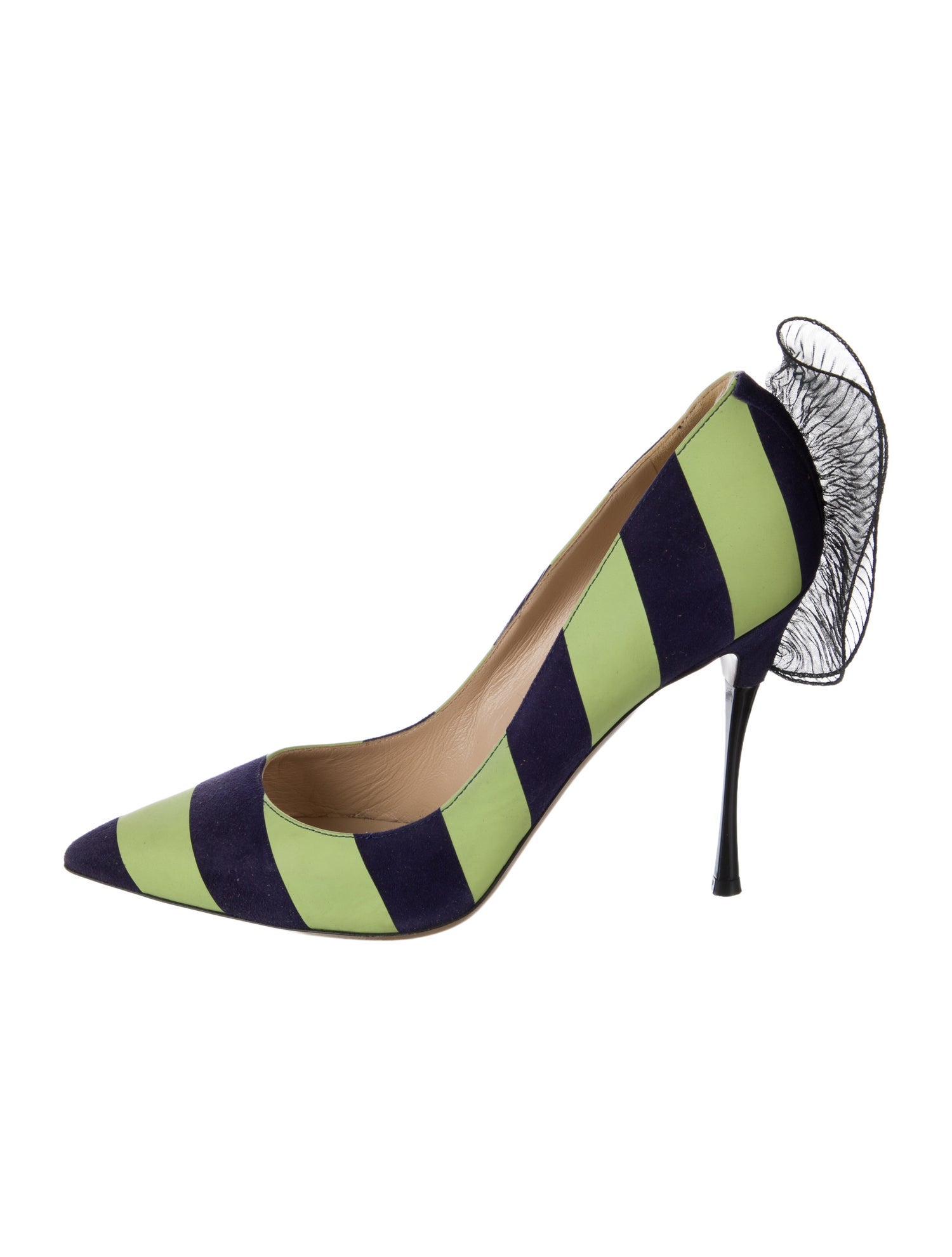 Nicholas Kirkwood Suede Striped Slingback Pumps