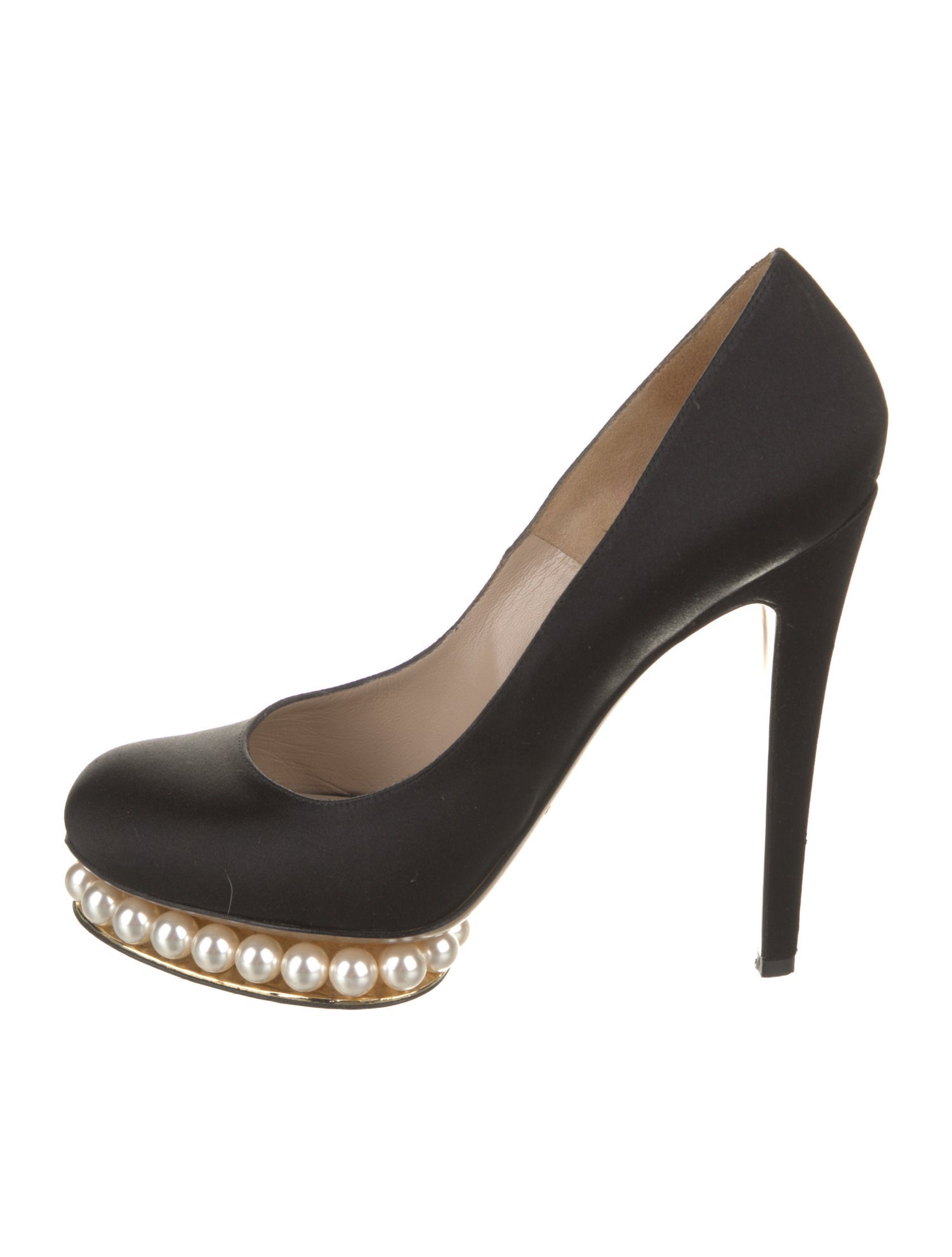 Nicholas Kirkwood Faux Pearl Accents Satin Pumps