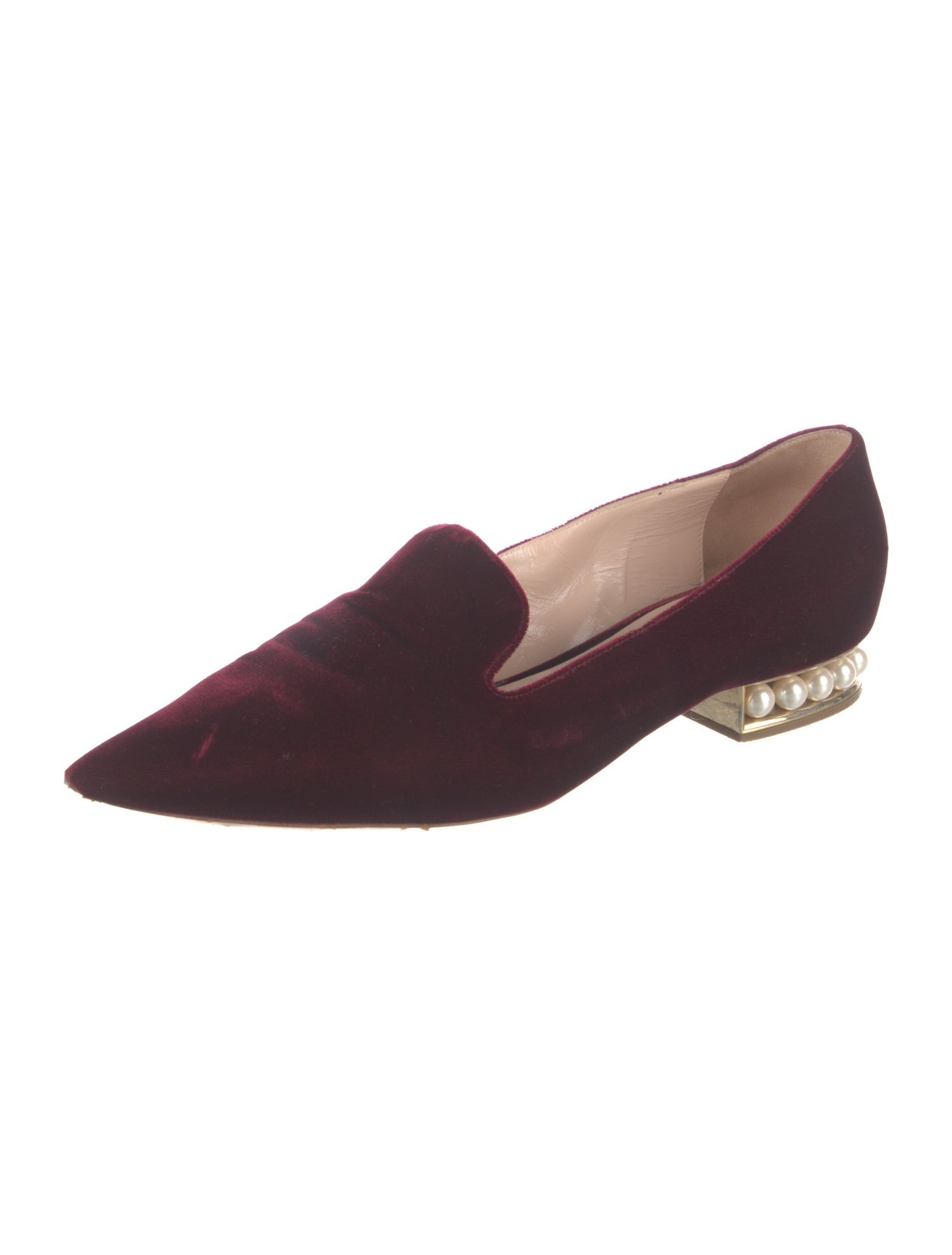 Nicholas Kirkwood Faux Pearl Accents Velvet Loafers