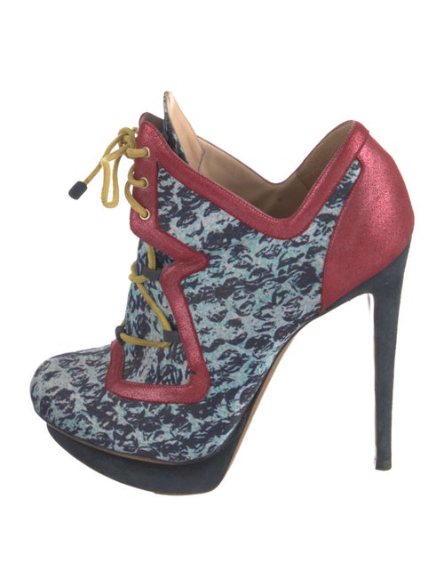 Nicholas Kirkwood Satin Animal Print Lace-Up Boots