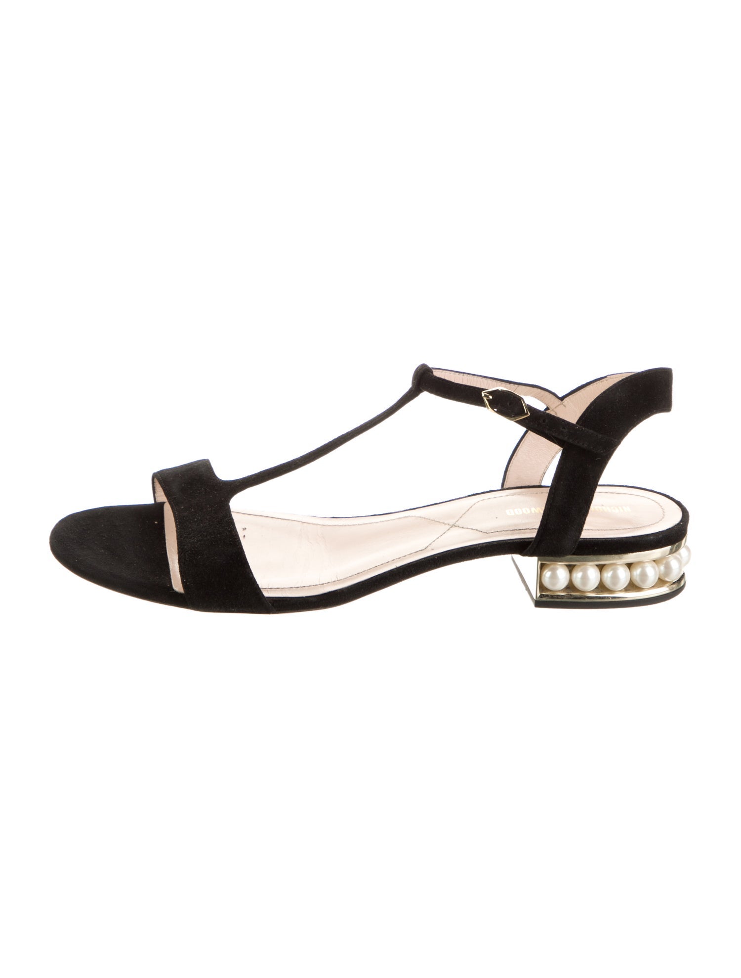 Nicholas Kirkwood Suede Beaded Accents T-Strap Sandals
