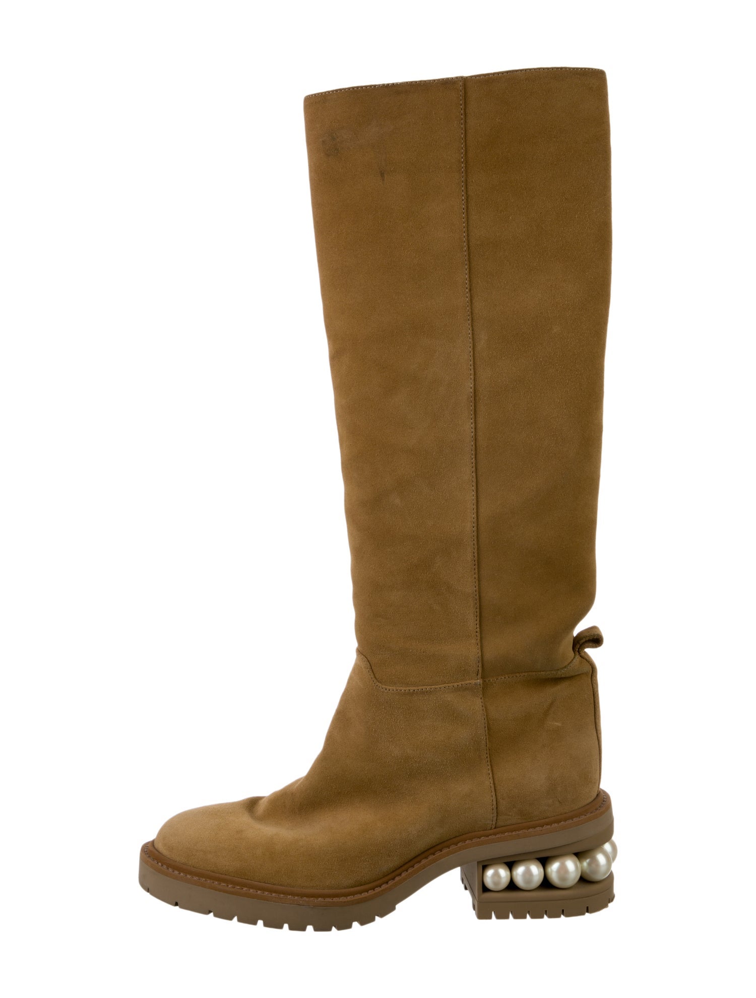 Nicholas Kirkwood Suede Studded Accents Riding Boots