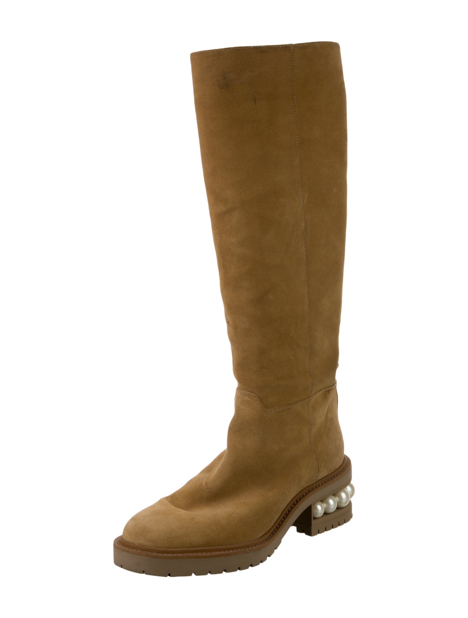 Nicholas Kirkwood Suede Studded Accents Riding Boots
