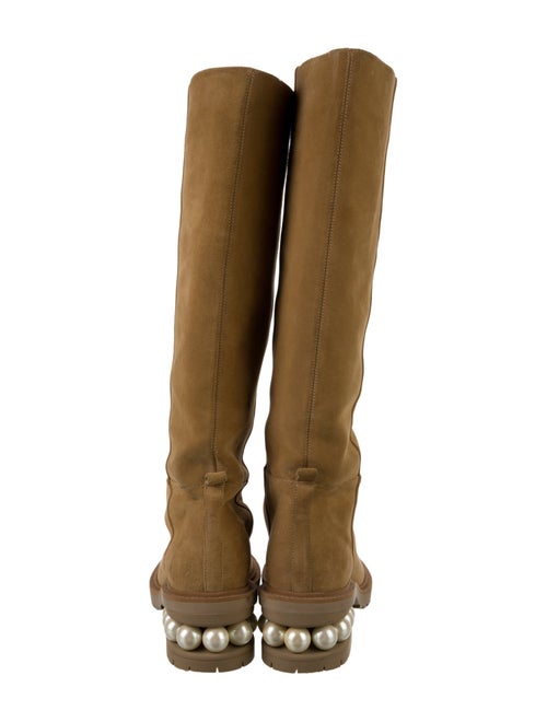 Nicholas Kirkwood Suede Studded Accents Riding Boots