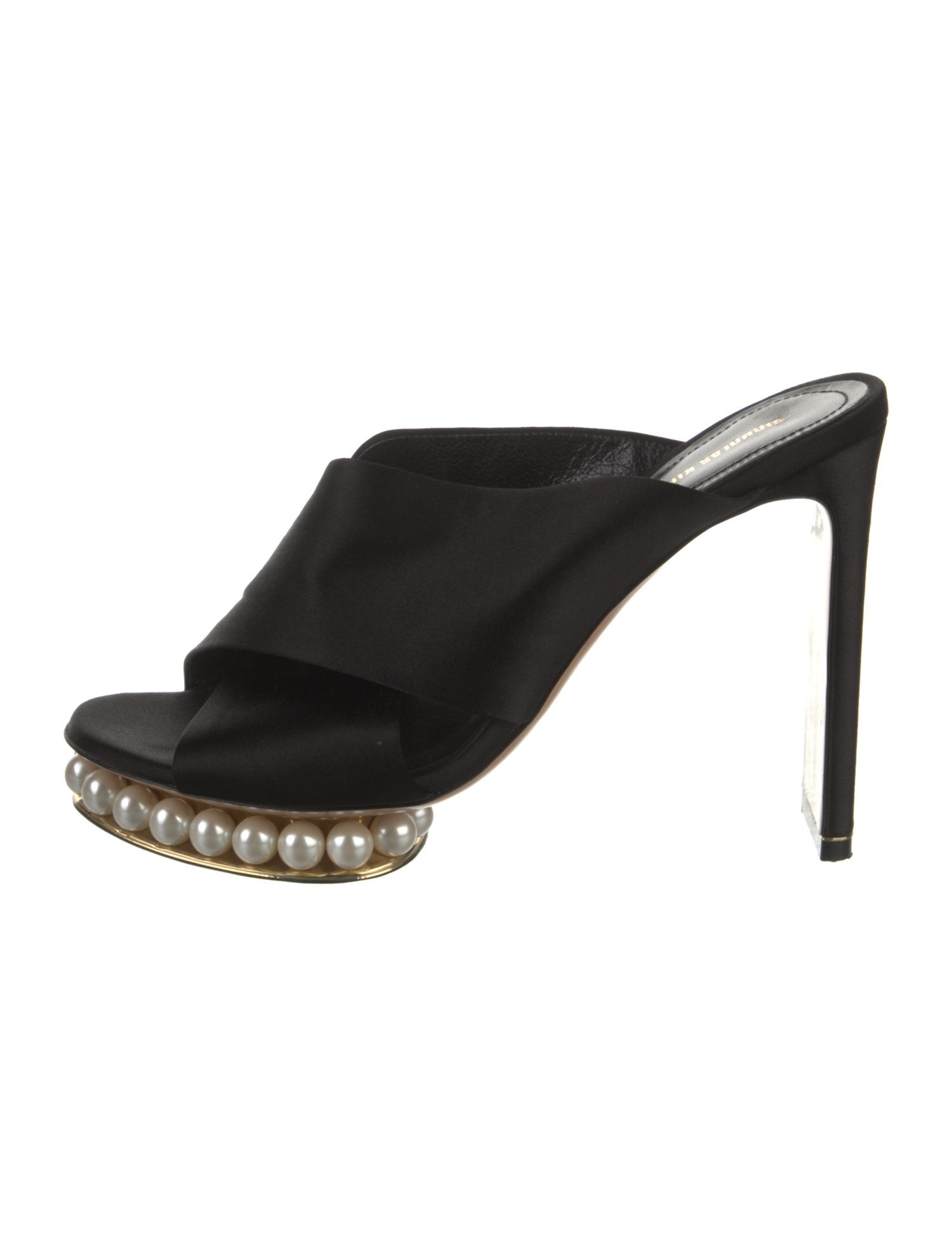 Nicholas Kirkwood Faux Pearl Accents Satin Slides