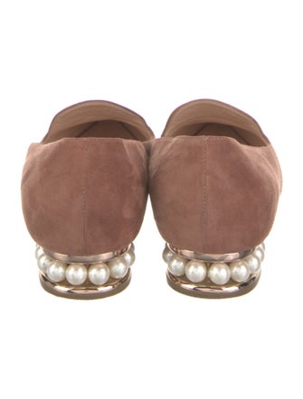 Nicholas Kirkwood Faux Pearl Accents Suede Loafers