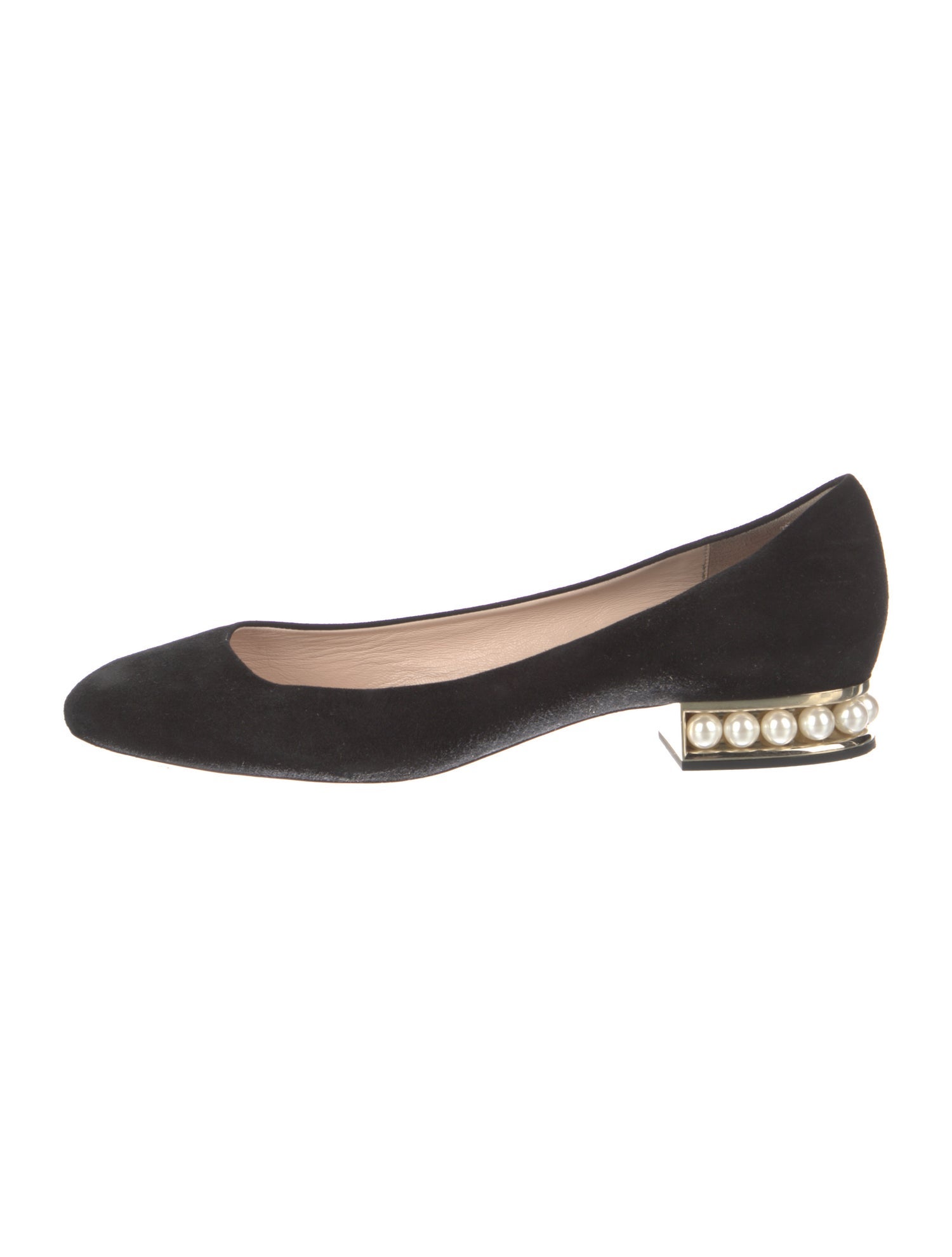 Nicholas Kirkwood Faux Pearl Accents Suede Ballet Flats
