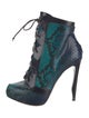Nicholas Kirkwood Snakeskin Animal Print Lace-Up Boots