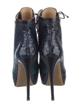 Nicholas Kirkwood Snakeskin Animal Print Lace-Up Boots