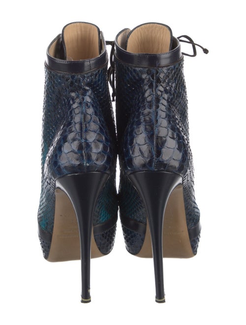 Nicholas Kirkwood Snakeskin Animal Print Lace-Up Boots