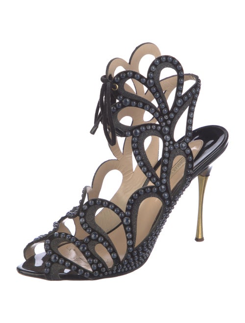 Nicholas Kirkwood Suede Cutout Accent Slingback Sandals