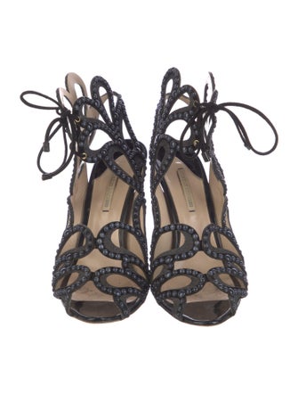 Nicholas Kirkwood Suede Cutout Accent Slingback Sandals
