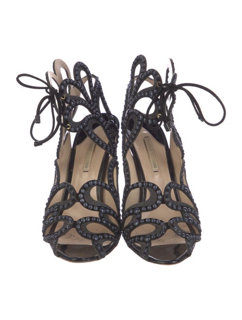 Nicholas Kirkwood Suede Cutout Accent Slingback Sandals