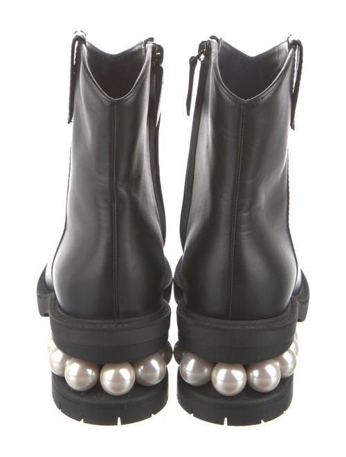 Nicholas Kirkwood Faux Pearl Accents Leather Moto Boots