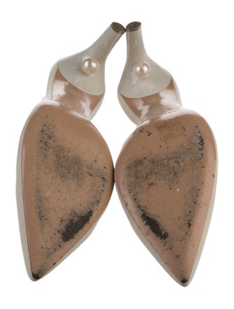 Nicholas Kirkwood Faux Pearl Accents Leather Slingback Pumps