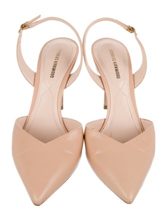 Nicholas Kirkwood Faux Pearl Accents Leather Slingback Pumps