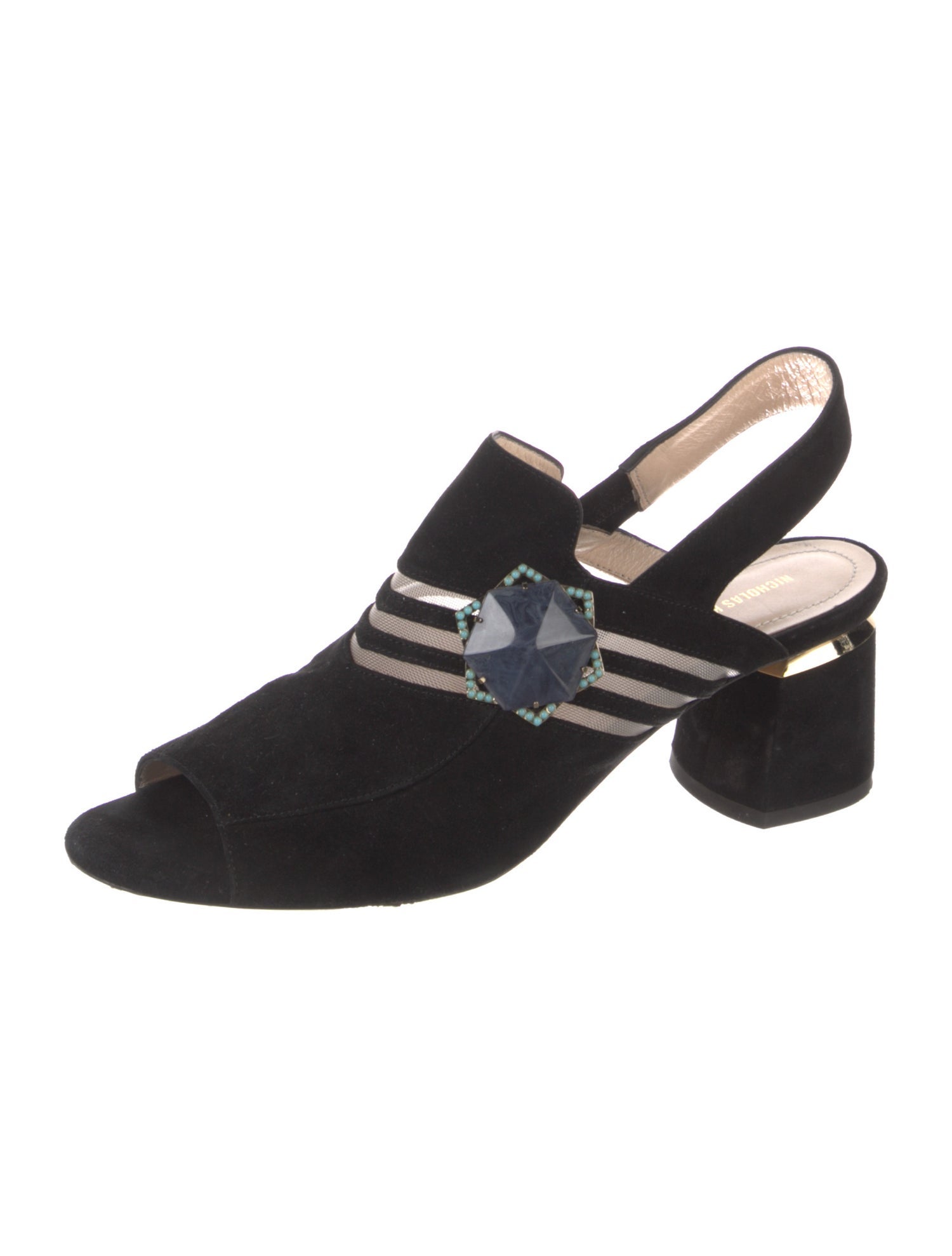 Nicholas Kirkwood Suede Beaded Accents Slingback Pumps