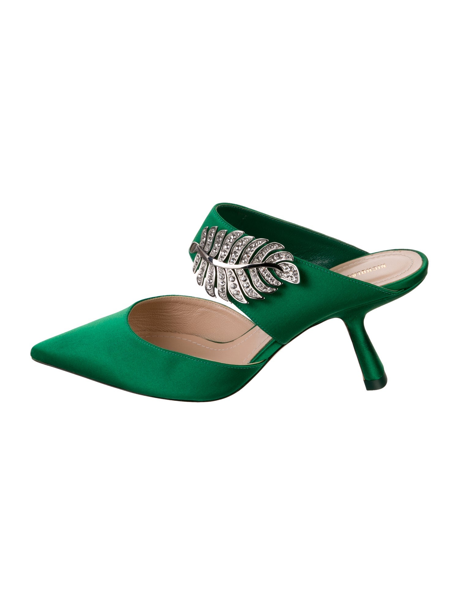 Nicholas Kirkwood Satin Crystal Embellishments Mules