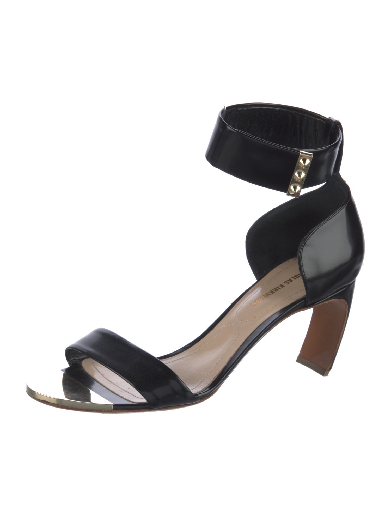 Nicholas Kirkwood Patent Leather Studded Accents Sandals