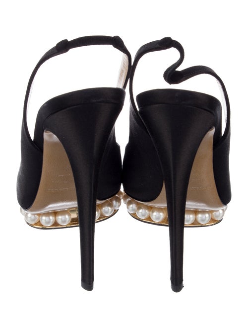 Nicholas Kirkwood Faux Pearl Accents Satin Slingback Pumps
