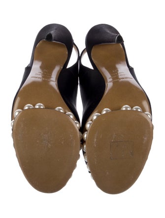 Nicholas Kirkwood Faux Pearl Accents Satin Slingback Pumps