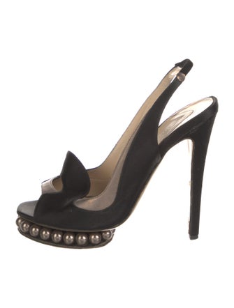 Nicholas Kirkwood Faux Pearl Accents Satin Slingback Pumps