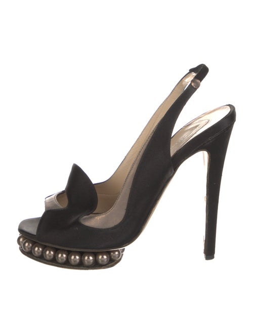 Nicholas Kirkwood Faux Pearl Accents Satin Slingback Pumps