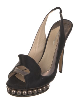 Nicholas Kirkwood Faux Pearl Accents Satin Slingback Pumps